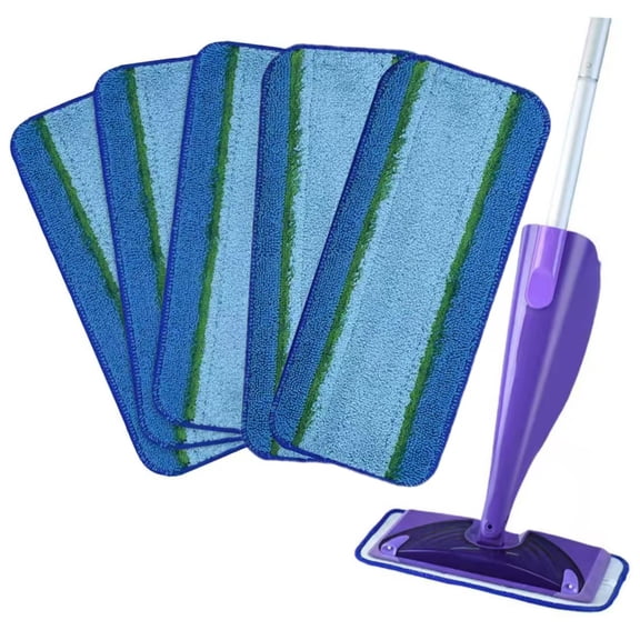 5 Pack Microfiber Mop Pads Machine Washable Cleaning Flat Mop Head Replacement Reusable Household Pads for Hardwood and Hard Surface Floor Cleaning and Scrubbing