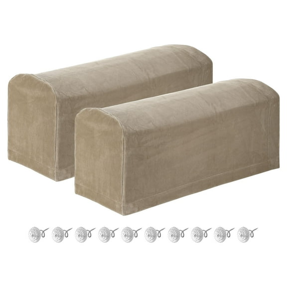 2Pack Stretch Armrest Covers, Polyester Armchair Slipcovers, Khaki