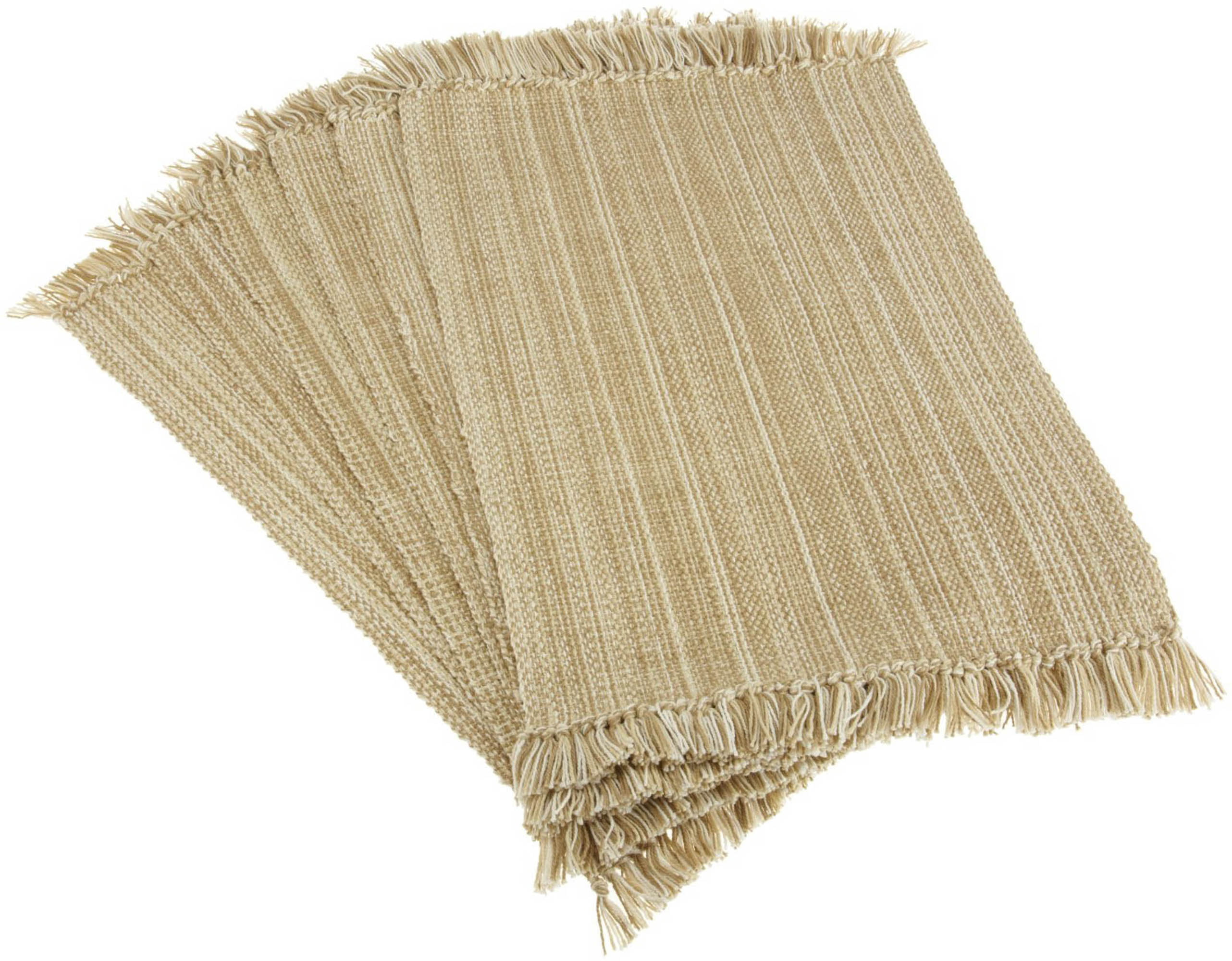 Hand Woven by Skilled artisans 4 Pack Salsa Stripe Hand Knotted Fringe Placemats Natural Light Olive 100% Cotton Unique Hand Knotted Decorative Fringe 13x19 Cotton Craft 