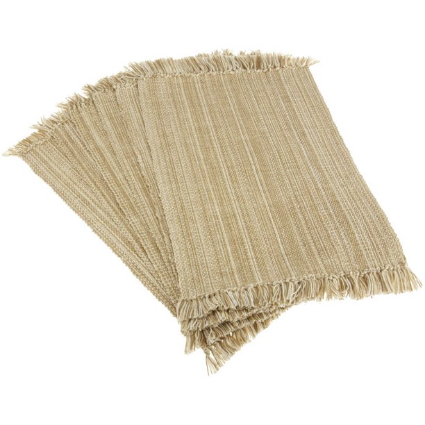 DII Variegated Natural Fringe Placemat (Set of 6), 13x19", 100 Cotton