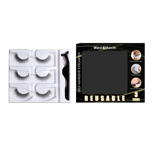 3 pares de pestañas reutilizables de natural, gruesas, reversibles, múltiples pestañas postizas para mujeres, fiestas, fáciles de usar, Sunnimix Pestañas reutilizables