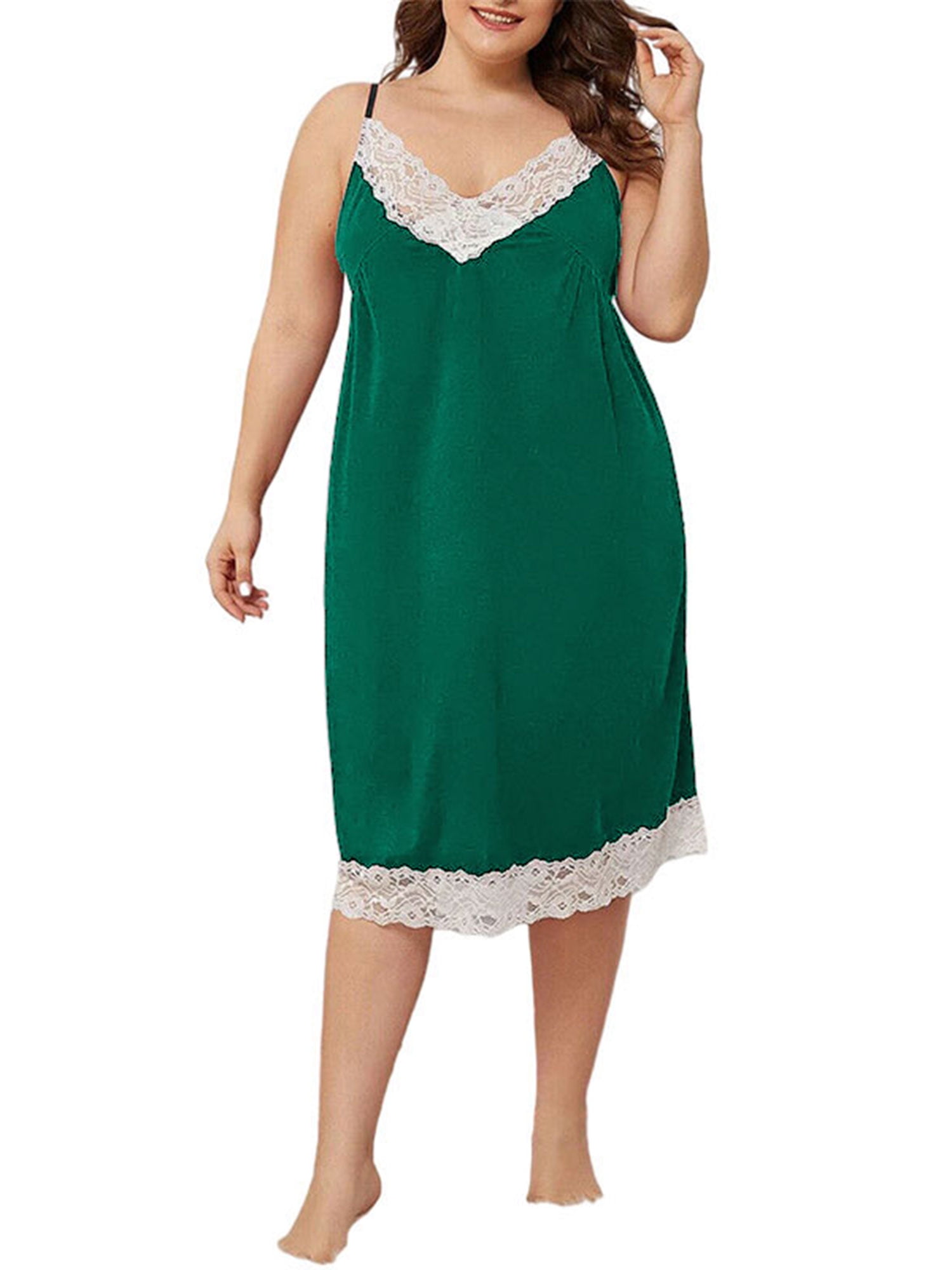 Just Love 100% Cotton Spaghetti Strap Stripe Womens Nightgown with Lace Trim
