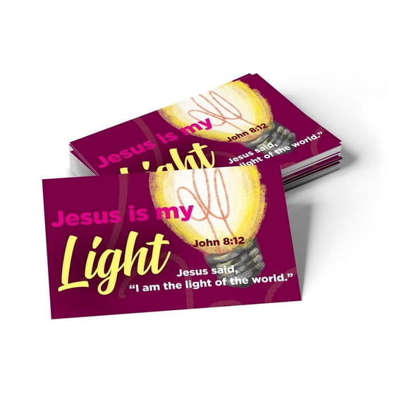 Children and Youth, Pass Along Scripture Cards, Jesus is my Light, John 8:12, Pack of 25