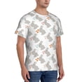 thumbnail image 4 of Yiaed Gray Rabbit Print Mens Short Sleeve Tight Fit T-Shirt, Crewneck Casual Tee-Small, 4 of 5
