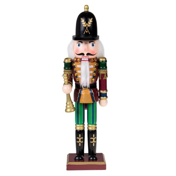 Clever Creations Gold Trumpeter 12 Inch Traditional Wooden Nutcracker, Festive Christmas Décor for Shelves and Tables