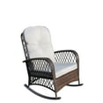 thumbnail image 4 of Olurrisa Outdoor Wicker Rocking Chair with Gray Cushions - Wide Seat Rocker, 250lb Capacity, All-Weather PE Rattan for Patio & Garden, 4 of 11