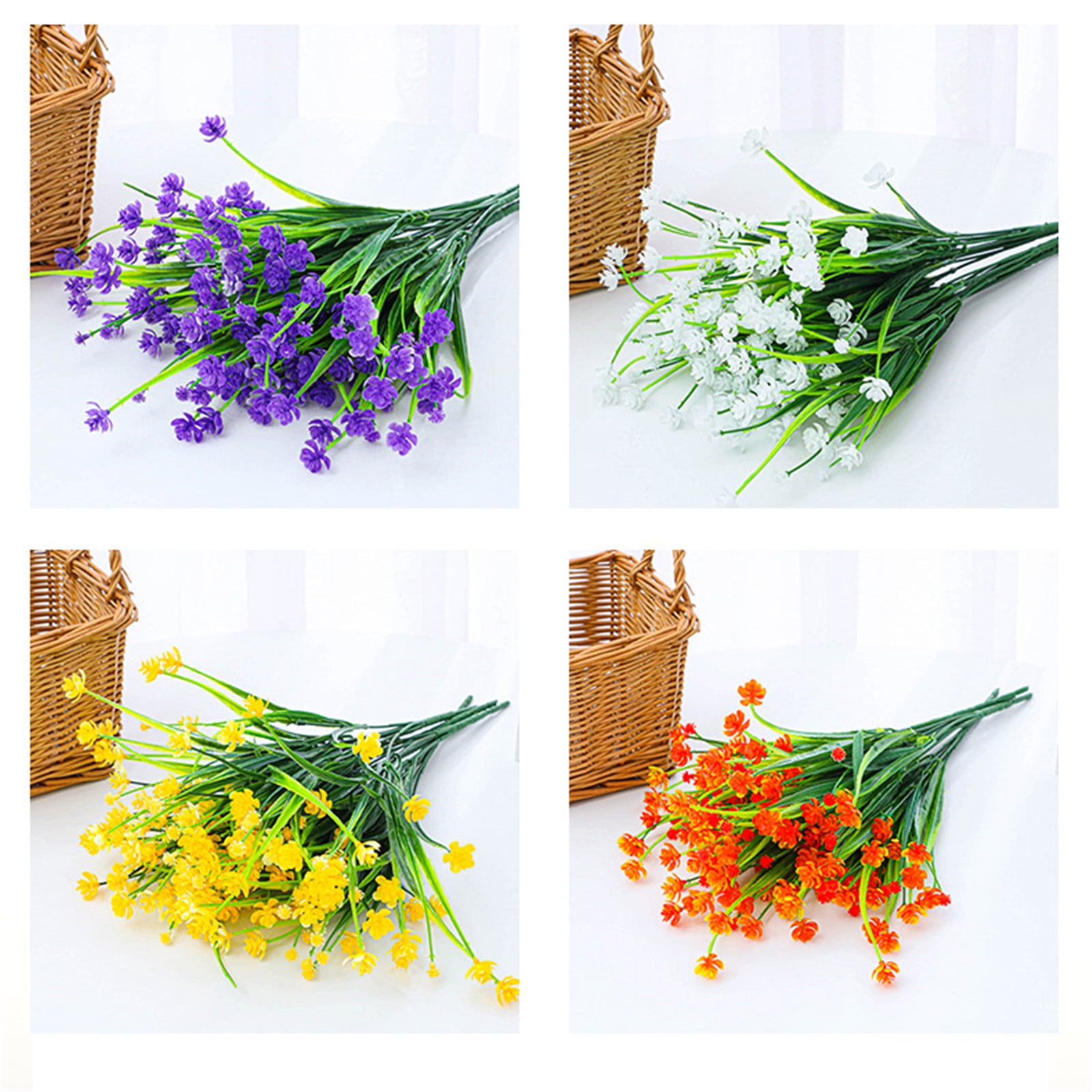 Artificial Flowers for Outdoors, UV Resistant Fake Flowers Artificial Plants Outdoor, No Fade Plastic Flowers for Home Porch Outside, Summer Decor-Yellow&12.2inch