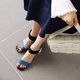 thumbnail image 5 of Sandalias de verano para mujer con tacones altos de cuero de microfibra de color sólido a la moda Wmkox8yii shjk7232, 5 of 9