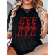 thumbnail image 1 of Camiseta con estampado gráfico "Eye 4 Eye" para mujer, informal, de cuello redondo y manga corta, mezcla de algodón y elastano, tejido de punto de elasticidad media, ideal para cualquier temporada, id, 1 of 6