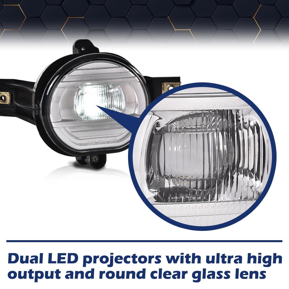 PIT66 Led Fog Lights Assembly w/Switch Driver & Passenger Side Fit for 2002-2008 Dodge Ram 1500/2003-2009 Dodge Ram 2500 3500/2004-2006 Durango