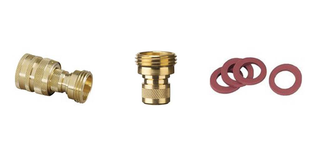Nelson Brass Male and Female Quick Connect and Gilmour Hose Washer
