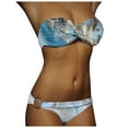 thumbnail image 1 of YuYuBao Hauts de Bikini Torsadés pour Femmes Rehausseur Bandeau Ensemble de Bikini Rayé Maillots de Bain Rehausseur Halter, 1 of 6