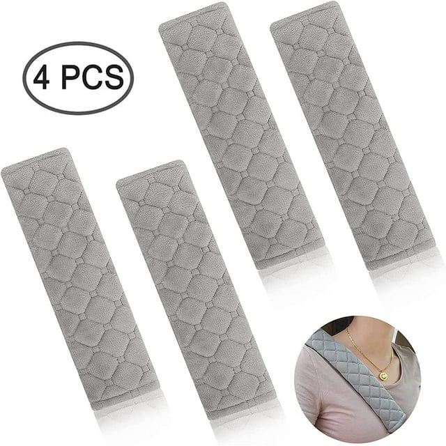 4 Pieces Auto Comfort Pads, Car Seat Belt Pads, Safety Car Shoulder Protection, Car Seat Belt Protector, Gray