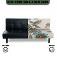 thumbnail image 5 of SCRAWLGOD Bohemian Flower Hummingbird Blue Beige Futon Cover Armless Sofa Covers Sofa Bed Covers Stretch Futon Couch Cover Sofa Slipcover Thick Stay in Place Furniture Protector, 5 of 7