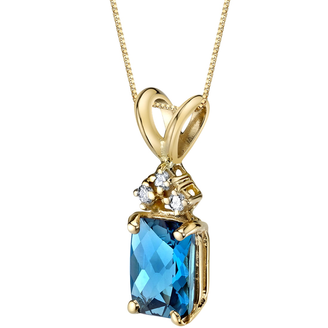 2.5ct London Blue Topaz Sterling .925 Silver Pendant w/ 18" Chain Necklace 