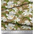 thumbnail image 2 of Soimoi Satin Silk Fabric Leaves & Lily Floral Fabric Prints by Yard 42 Inch Wide, 2 of 3