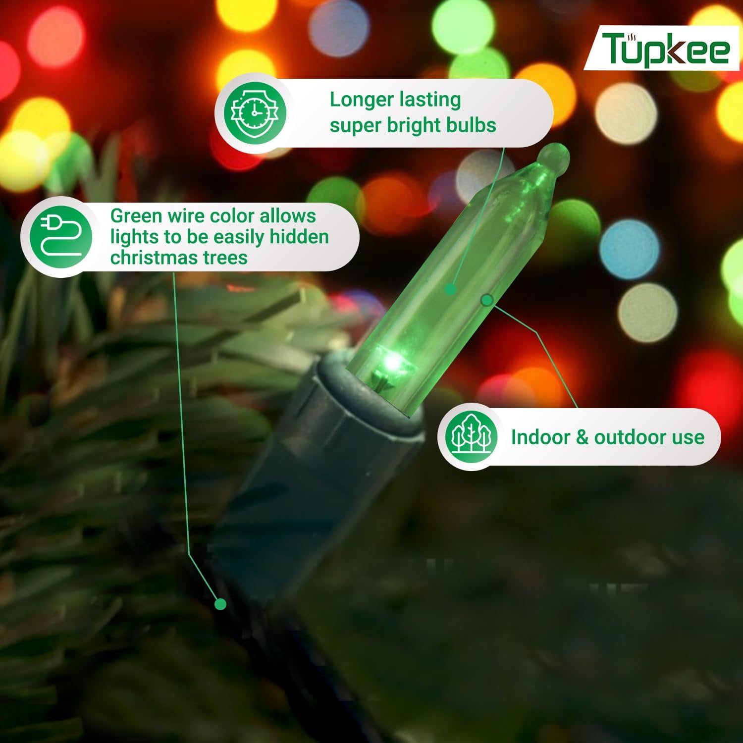 Christmas LED Random Twinkle Lights - 16 of 100 Bulbs Twinkle - LED Red, Green, and Cool White Christmas Tree Lights - Indoor Outdoor  24.75 Feet Light String, Sparkling Twinkling Holiday Decor