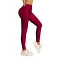 thumbnail image 2 of Gkeoshab Yoga Pants Women'S Sports Slim Fit Slimming High Yoga Pants Nylon High Waisted Glossy Leggings Wine Red M, 2 of 7