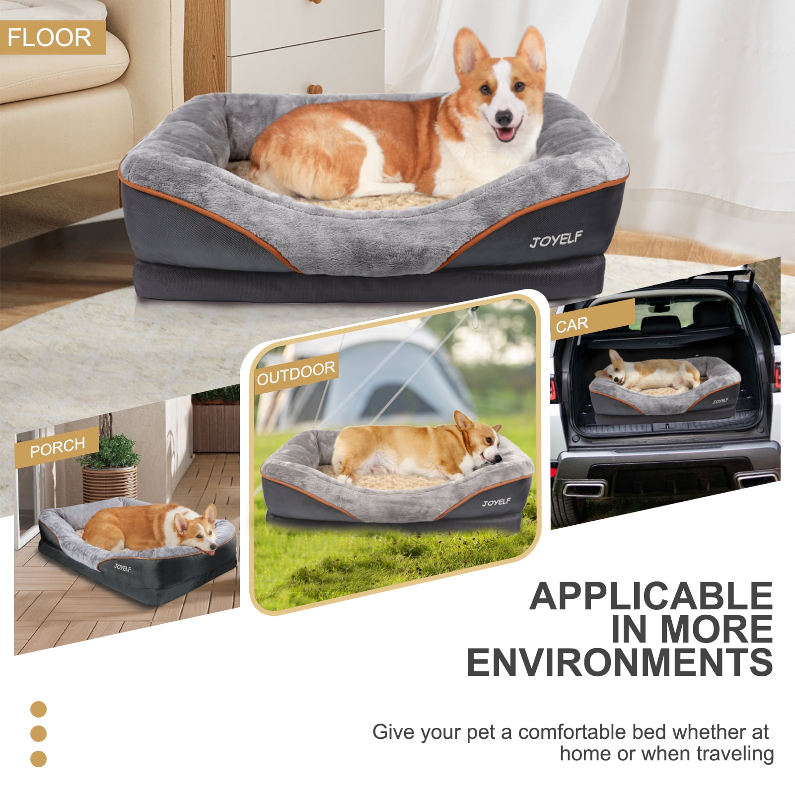 JOYELF Memory Foam Dog Bed Small Orthopedic Dog Bed & Sofa with Removable Washable Cover and Squeaker Toys as Gift