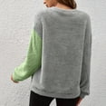 thumbnail image 7 of Lenpel Women's Fuzzy Fleece Sweatshirts Crewneck Long Sleeve Color Block Plush Warm Pullover Tops Soft Casual Sweaters(Green,Medium), 7 of 7