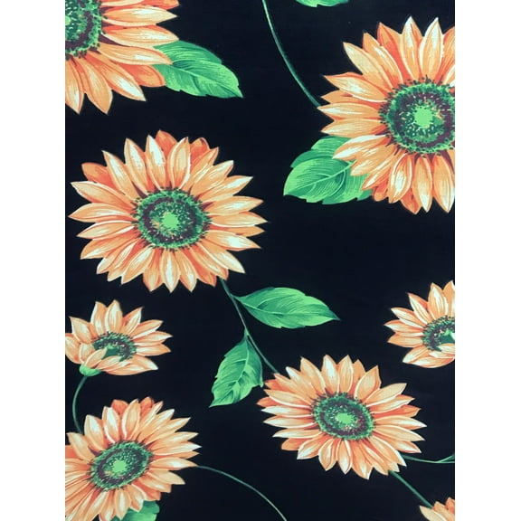 Big Sunflower Print Broadcloth, 60" Wide, Sells by the Yard from Sal Tex Fabrics, Black