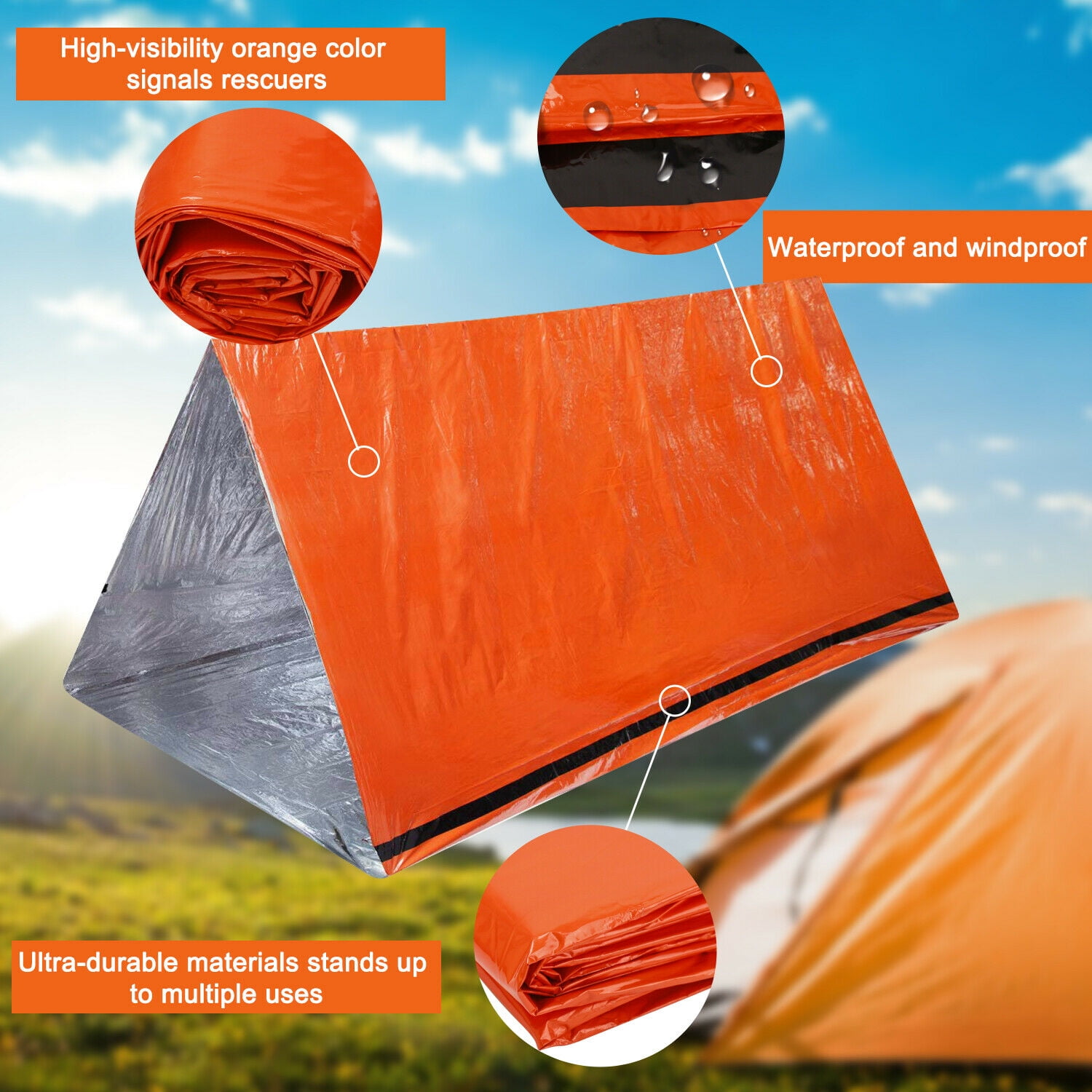 SAYFUT 2Pack Emergency Sleeping Bag Thermal Waterproof Outdoor Survival Camping Hiking