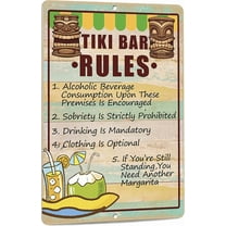 Tiki Bar Rules sign 12 x 8 inch Retro Vintage Aluminum Tin Signs Novelty Tin Tiki Bar Decor and Signs, Tiki Decor, ASpictureSHOW-b034