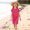 thumbnail image 4 of UQJfacai Girls Short Sleeve Dress A-Line Loose Casual Shift Swing Summer Crewneck T-Shirt Dress with Pockets 5-14 Years, 4 of 9