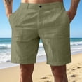 thumbnail image 3 of Cotton Linen Shorts for Men Summer Casual Lightweight Wide Straight Leg Relaxed Fit Beach Shorts with Pockets, 3 of 6