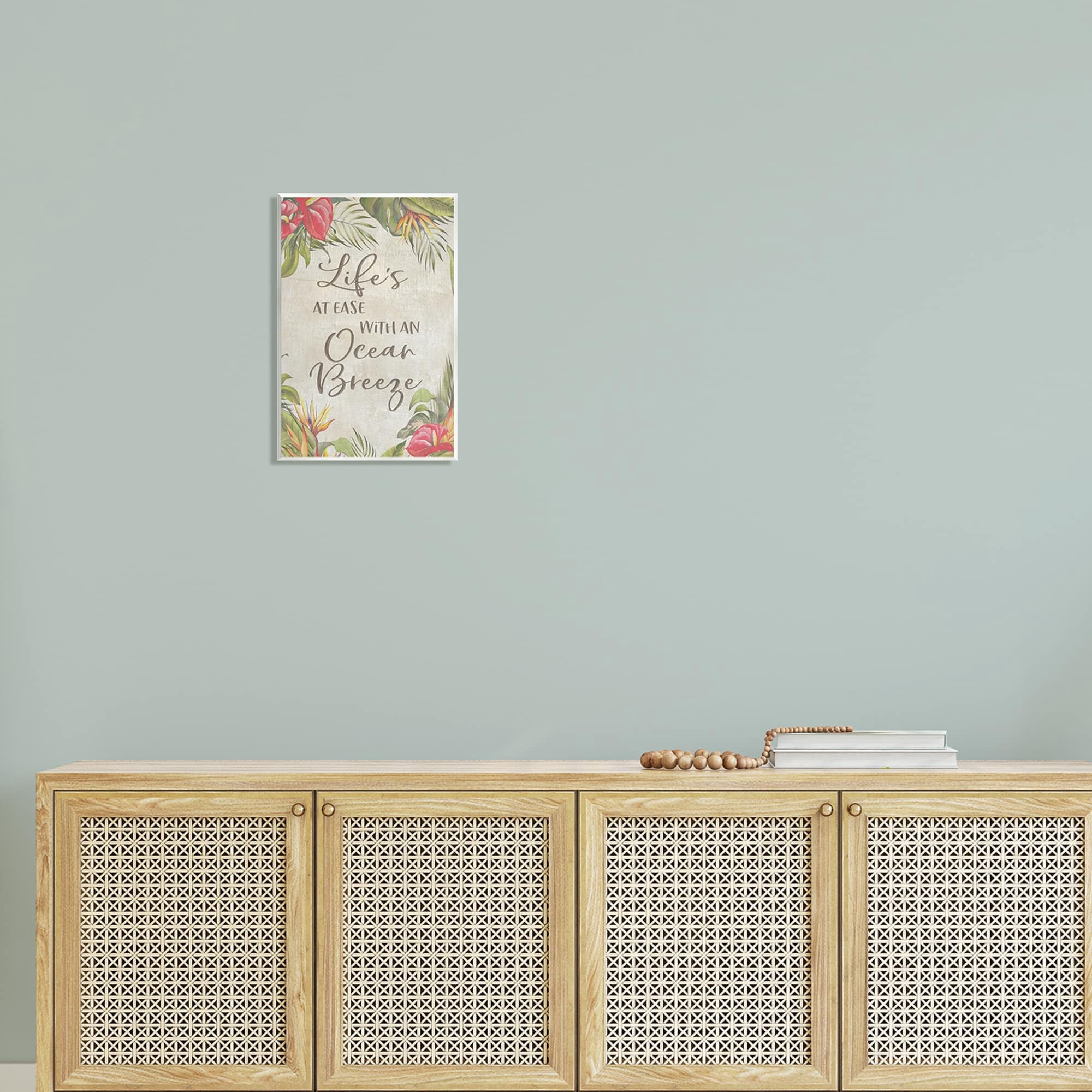 Stupell Industries Tropical Ocean Breeze Floral Border Summer Phrase Graphic Art Unframed Art Print Wall Art, Design by CAD Designs