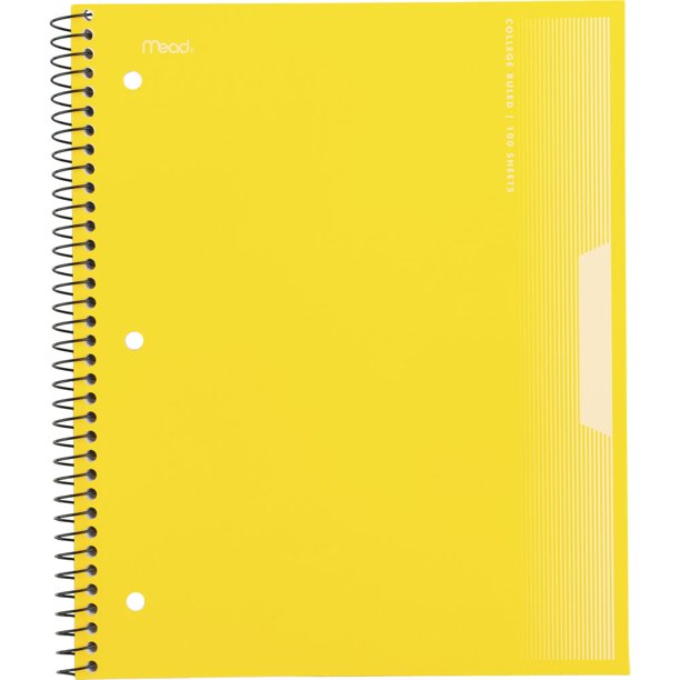Mead Spiral Notebook, 1 Subject, College Ruled, 8 1/2" x 11", Yellow