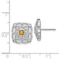 thumbnail image 2 of 14k White Gold Diamond & Citrine Fancy Earrings, 2 of 2