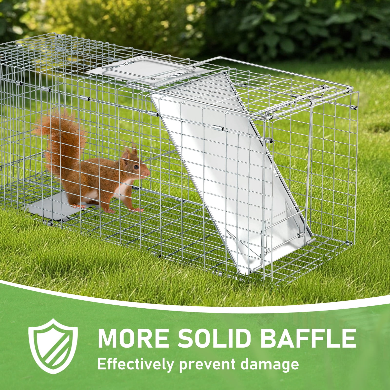 UBesGoo Heavy Duty Animal Trap, 32" Humane Cage with Secure Handle for Raccoons, Folding Metal Design, White