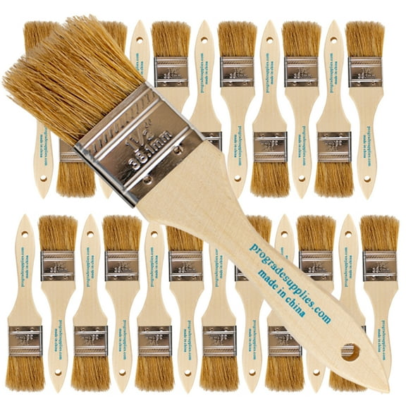 Vermeer Chip Paint Brushes - 24-Pack - 1.5" Chip Brushes for Paints, Stains, Varnishes, Glues