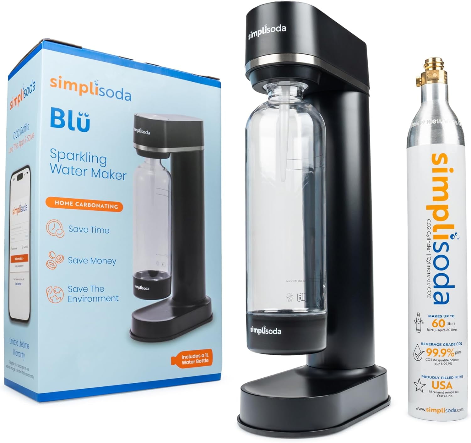 SodaStream Gaia Sparkling Water Maker, White, Includes CO2