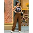 thumbnail image 4 of Yoga Pants Women Wide Leg Pants with Pockets High Waist Stretch Dress Casual Sweatpants Dark Brown M, 4 of 6