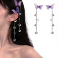 thumbnail image 1 of Katea Butterfly Hair Pin, 1pair Purple Hanging Ear Butterfly Girl Hair Styling Clip Headdress Accessory, 1 of 5