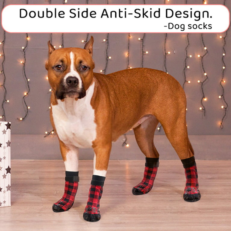 2 Pairs of Anti Slip Dog Socks-Dog Grip Socks with Straps Traction