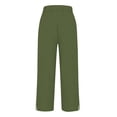 thumbnail image 5 of Women's Pants Fashion Casual Pants For Women Solid Straight Solid Elastic Long Drawstring Linen Waist Cotton Casual Button Slit Trouser Legs, 5 of 5