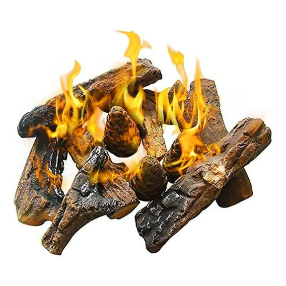 Gas Fireplace Logs,Ceramic Wood Logs for All Types of Indoor, Gas Inserts, Ventless & Vent , Ethanol, Electric, Propane or Outdoor Fireplaces & , Burning Accessories