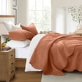 thumbnail image 2 of Ameha 3-Piece Quilt Bedspread Set Lightweight Embossed Floral Microfiber Coverlet Adult Queen Size Rust, 2 of 11