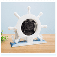 thumbnail image 3 of Mediterranean-Style Nautical Silent Tabletop Clock Wooden Clock Boat Wheel Rudder Rack Clock Beach Theme Clock Decorative Decor - sailboat, 3 of 5