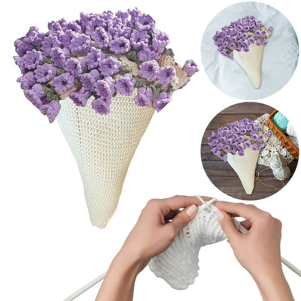 Crochet Flower Blanket Bouquet Manta Material Bricolaje Regalos () Púrpura