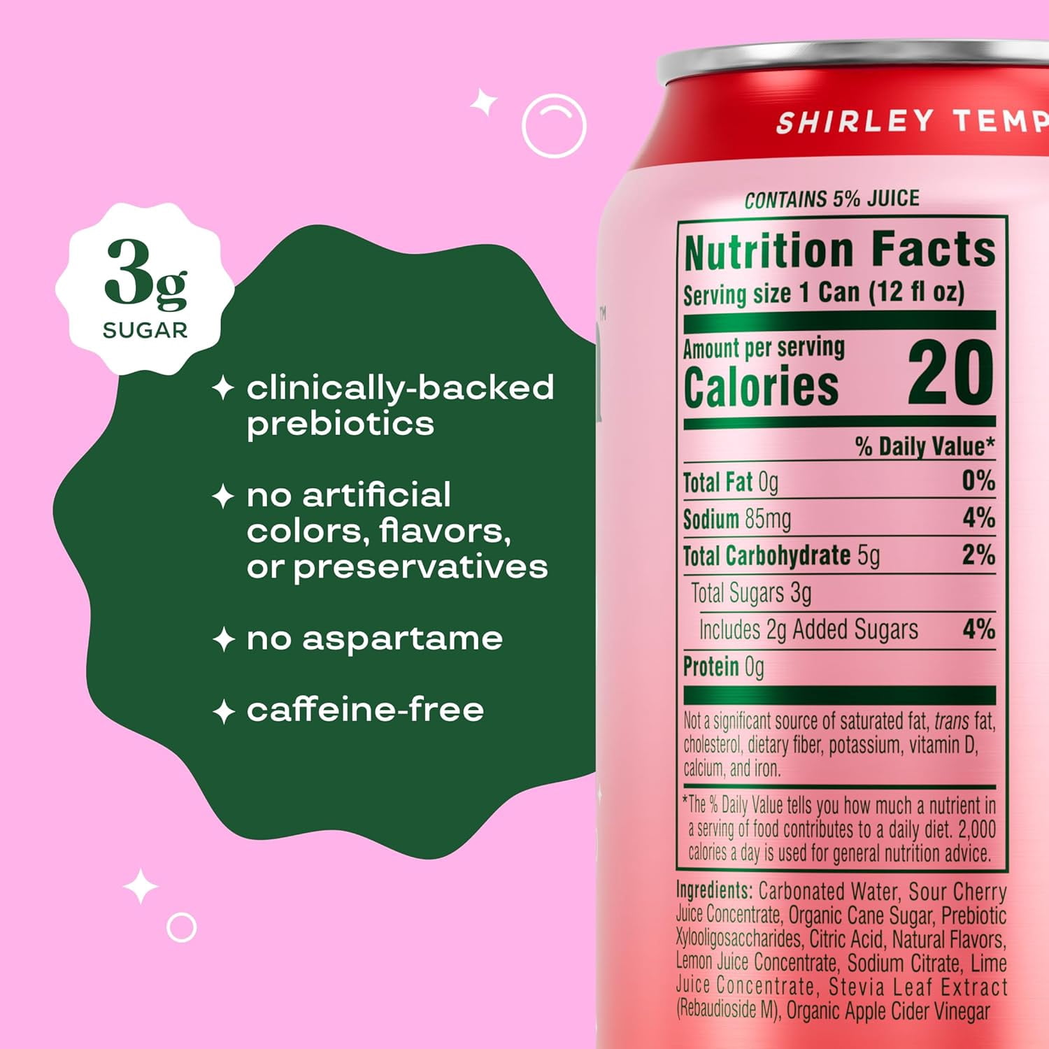 Bloom Pop Prebiotic Soda, Shirley Temple, 12-Pack, 12oz Cans