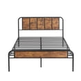thumbnail image 6 of VECELO Queen Size Metal Platform Bed Frame with Wooden Headboard, Heavy Duty Bed Frame, No Box Spring Needed/Noise-Free, Brown, 6 of 9