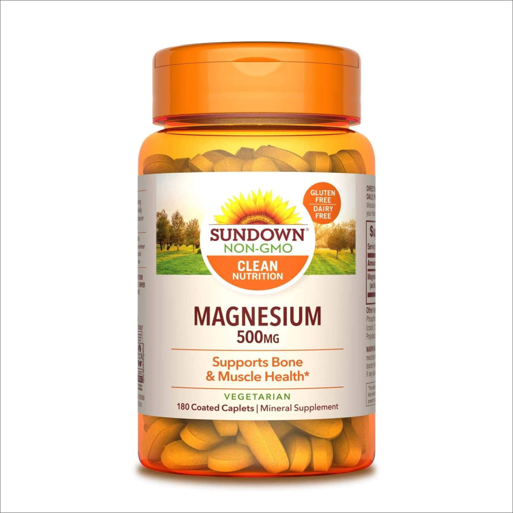 Sundown Naturals Magnesium, 500 mg (180 Coated Caplets) Mineral