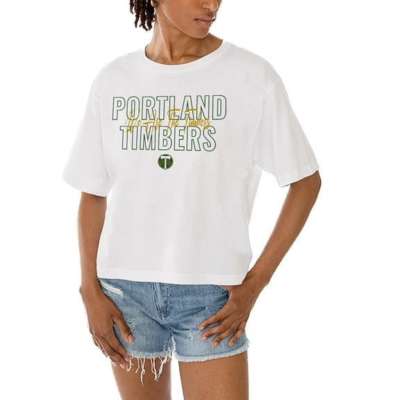 Women's Gameday Couture  White Portland Timbers Keep Playing Cropped T-Shirt