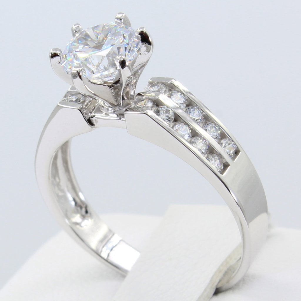1.50 Ct 14K White Gold Emerald Cut Halo Engagement Wedding Propose Promise Ring 