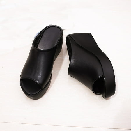 

Cathalem Womens Shoes Sandals Summer Thick Fashion Mouth Bottom Leisure Women Fish Slippers Sandals Sandals for Women Dressy Black 37