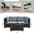 thumbnail image 6 of Grezone 3 Pieces Patio Furniture Set, All Weather Outdoor Sectional PE Rattan, Patio Conversation Sets with Cushions and Glass Coffee Table for Garden Lawn Balcony Porch Deck, Gray, 6 of 6